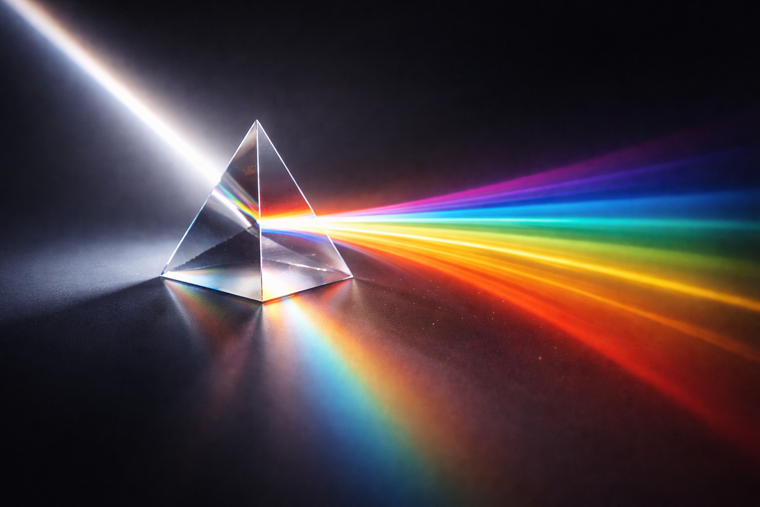 White light passing through a glass prism and separating into multiple colored bands, representing the layered overtones within a singing voice